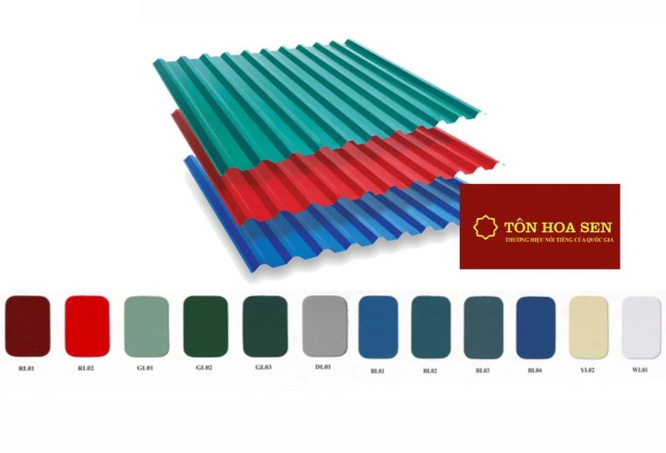 Bảng màu tôn lạnh Hoa Sen mới nhất