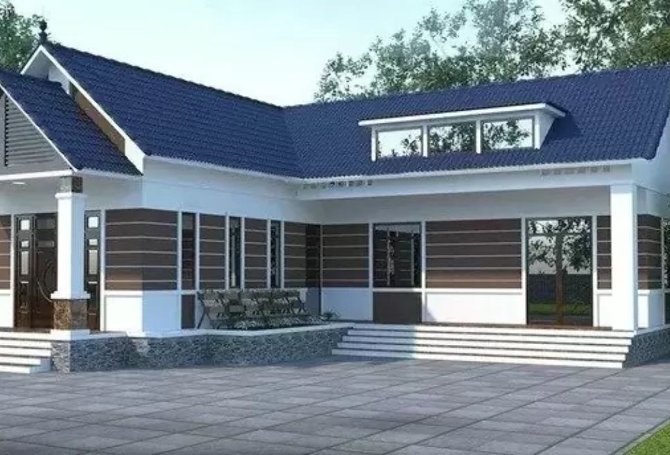 mẫu nhà cấp 4 chữ L mái tôn đẹp, ấn tượng nhất
