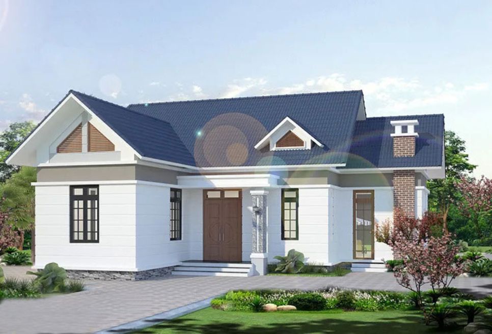 mẫu nhà cấp 4 chữ L mái tôn đẹp, ấn tượng nhất