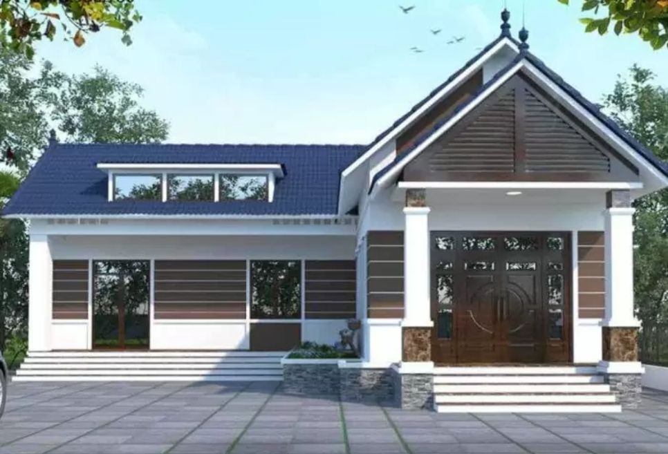 mẫu nhà cấp 4 chữ L mái tôn đẹp, ấn tượng nhất