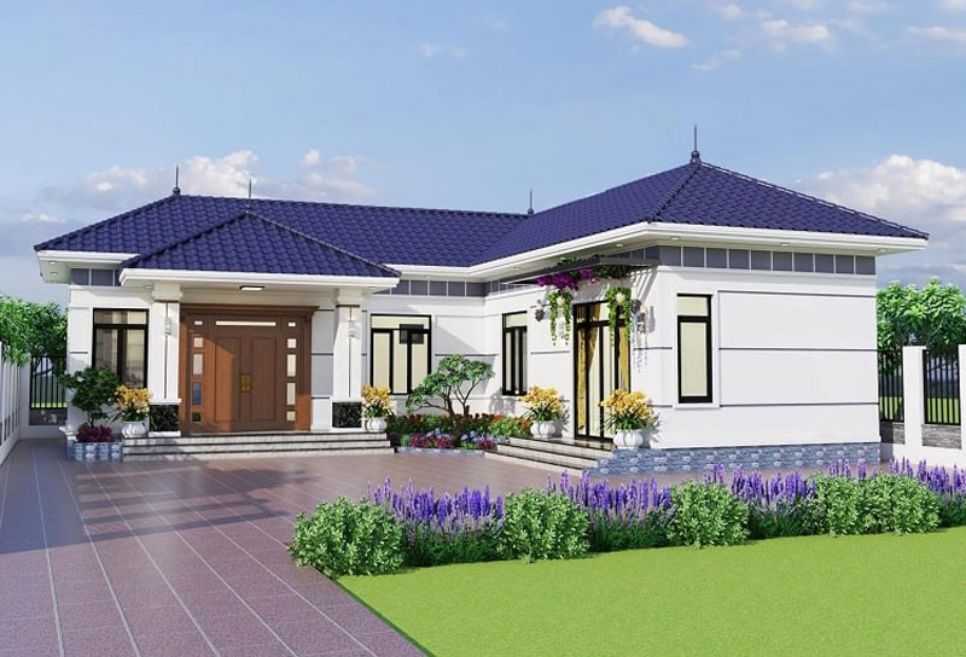 mẫu nhà cấp 4 chữ L mái tôn đẹp, ấn tượng nhất