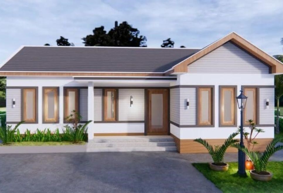 mẫu nhà cấp 4 chữ L mái tôn đẹp, ấn tượng nhất