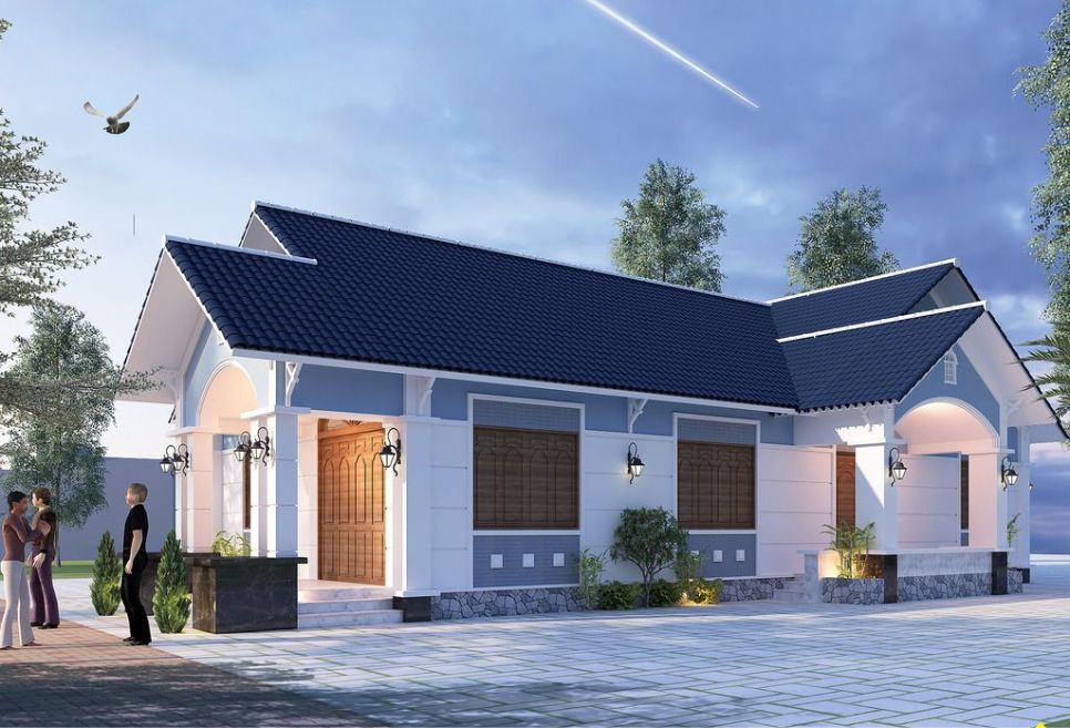mẫu nhà cấp 4 chữ L mái tôn đẹp, ấn tượng nhất
