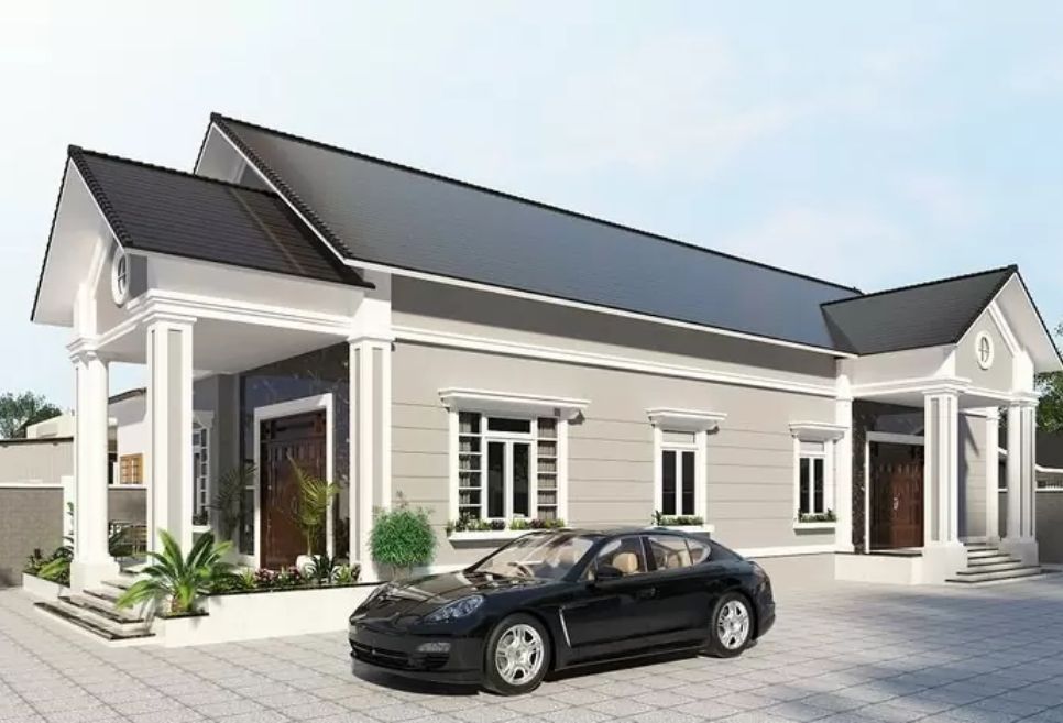 mẫu nhà cấp 4 chữ L mái tôn đẹp, ấn tượng nhất