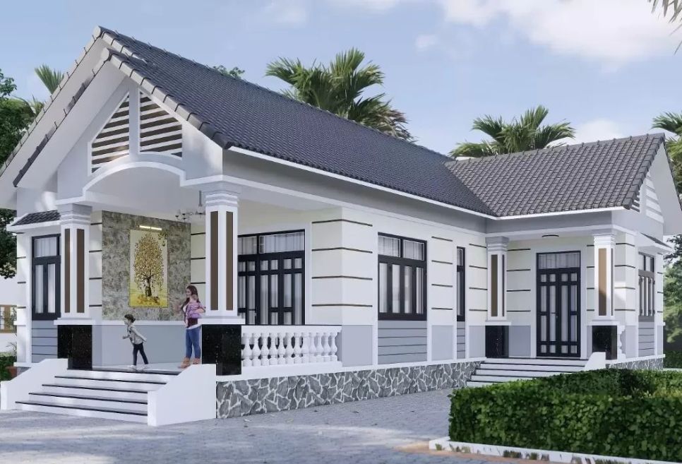 mẫu nhà cấp 4 chữ L mái tôn đẹp, ấn tượng nhất