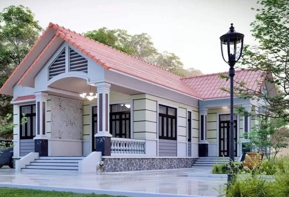 mẫu nhà cấp 4 chữ L mái tôn đẹp, ấn tượng nhất