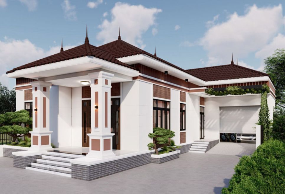 mẫu nhà cấp 4 chữ L mái tôn đẹp, ấn tượng nhất