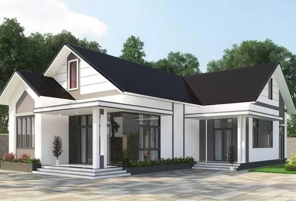 mẫu nhà cấp 4 chữ L mái tôn đẹp, ấn tượng nhất
