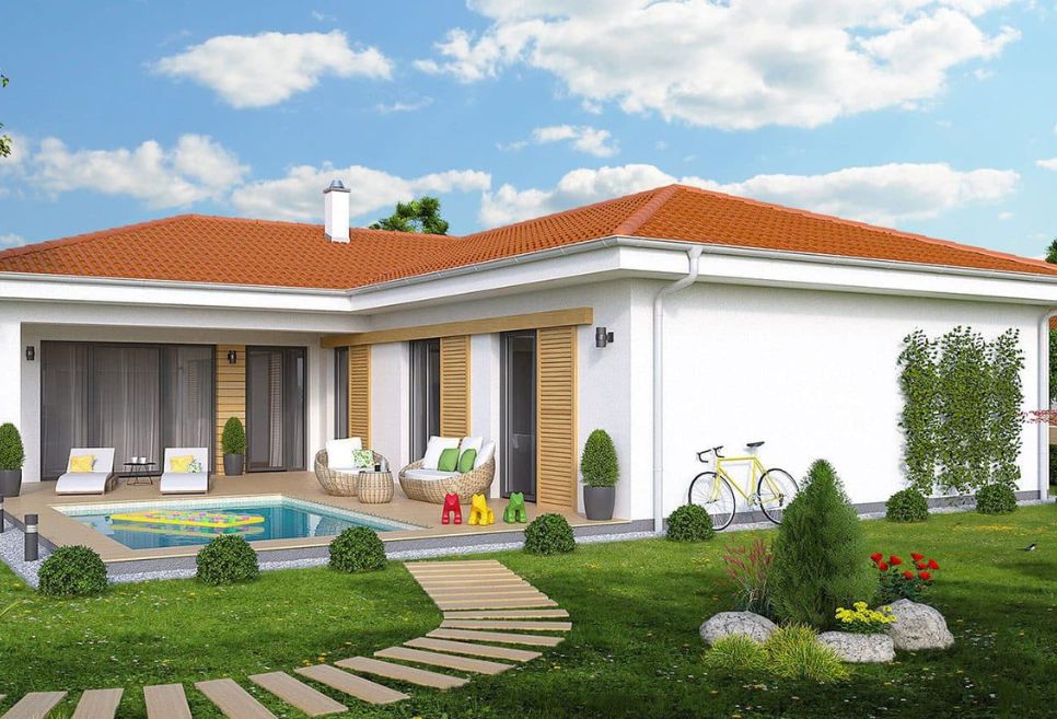 mẫu nhà cấp 4 chữ L mái tôn đẹp, ấn tượng nhất
